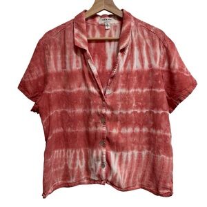Cloth & Stone x Anthropologie Tie Dye Button Up Top Women Large Relaxed Boho